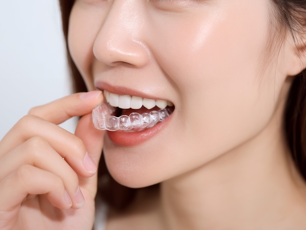 インビザラインのマウスピースを手に持つイメージ